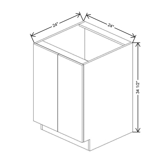 Modernform Cabinet Gloss White 24" W X 34 1/2" H X 24" D Full Height Double Door Base Cabinet