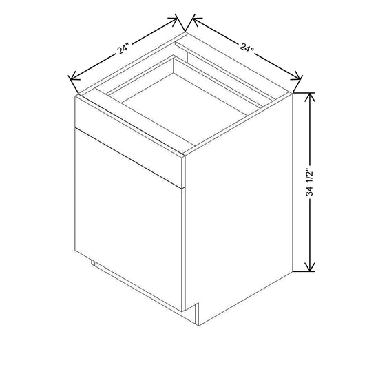 Modernform Cabinet Gloss White 24" W X 34 1/2" H X 24" D Single Door Base Cabinet
