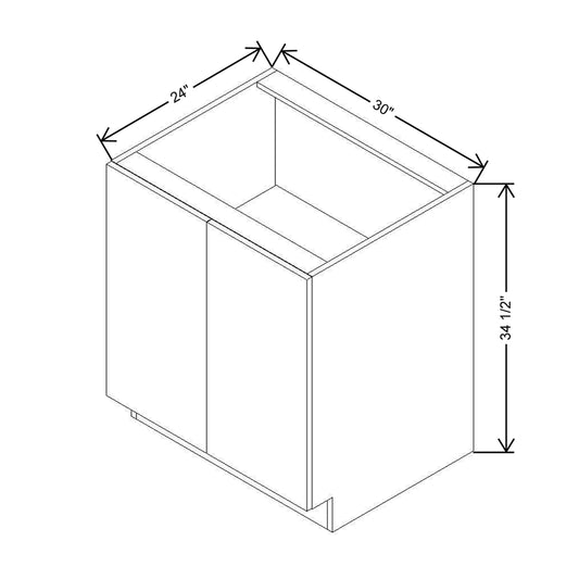 Modernform Cabinet Gloss White 30" W X 34 1/2" H X 24" D Full Height Double Door Base Cabinet