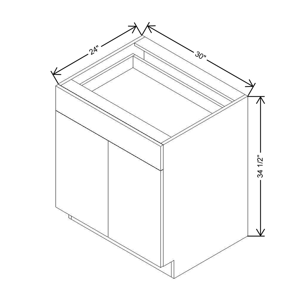 Modernform Cabinet Matte Grey 30" W X 34 1/2" H X 24" D Double Door Base Cabinet
