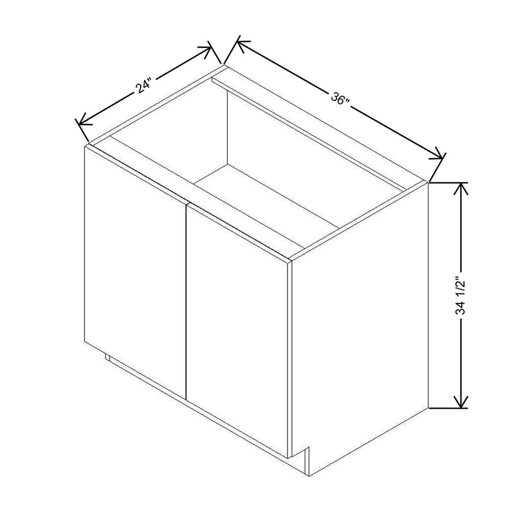 Modernform Cabinet Matte Grey 36" W X 34 1/2" H X 24" D Full Height Double Door Base Cabinet