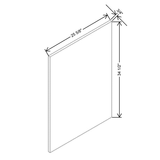 Modernform Cabinet Gloss White 3/4" W X 34 1/2" H 25 5/8" D Base End Panel