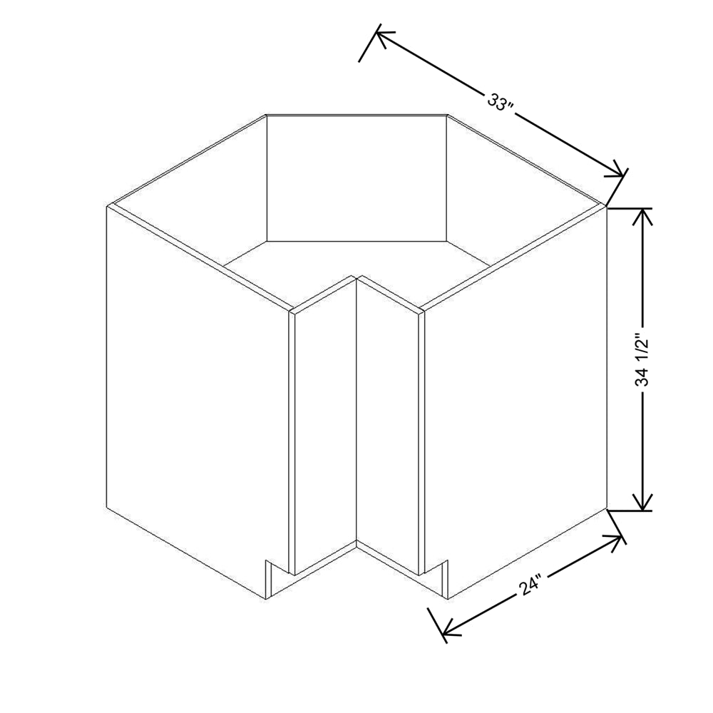 Modernform Cabinet Natural Oak 33" W X 34 1/2" H X 24" D Base Diagonal Corner w/Lazy Susan Cabinet