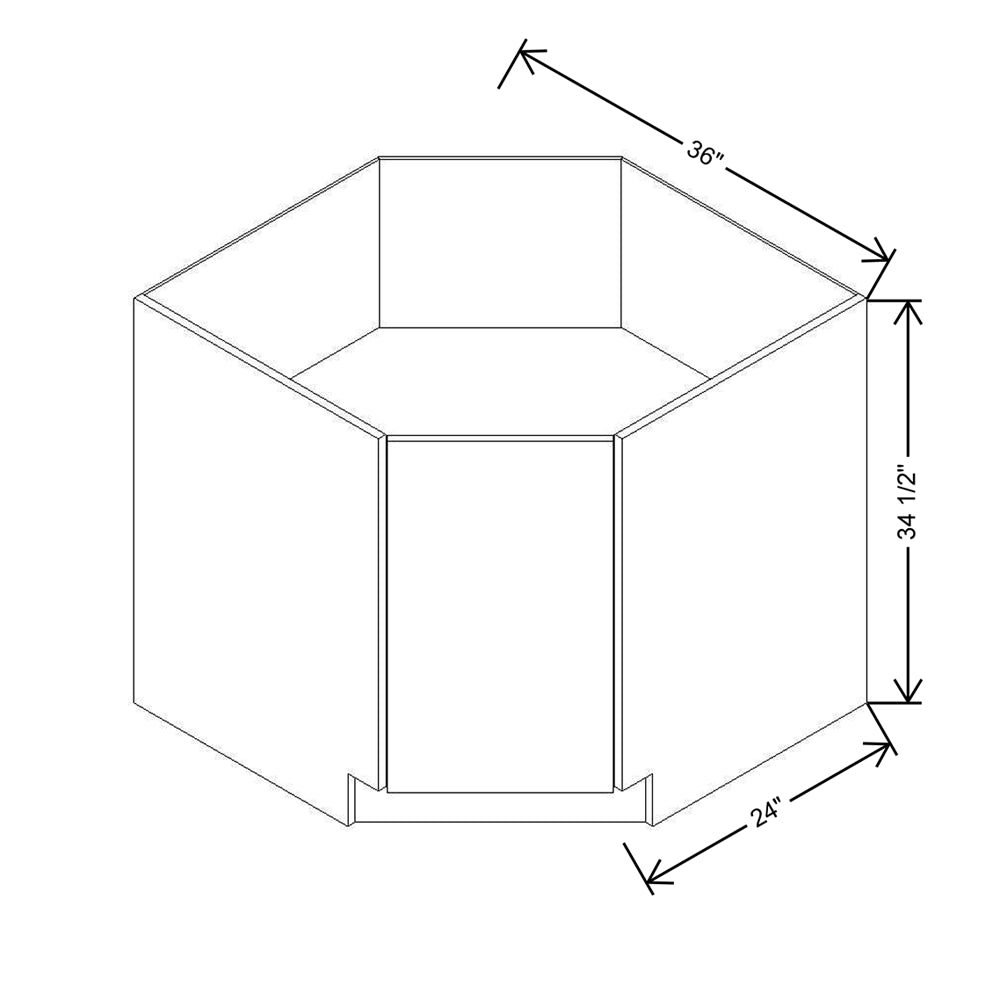 Modernform Cabinet Gloss White 36" W X 34 1/2" H X 24" D Diagonal Sink Base Cabinet