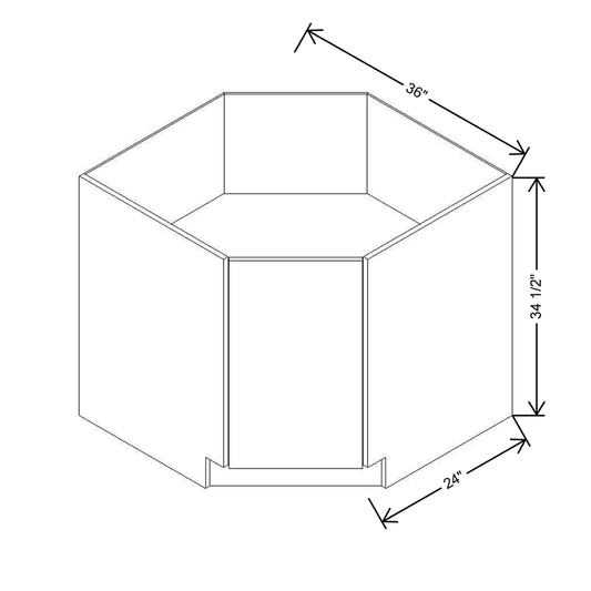 Modernform Cabinet Gloss White 36" W X 34 1/2" H X 24" D Diagonal Sink Base Cabinet