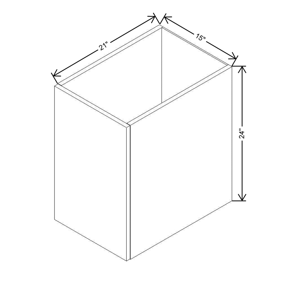 Modernform Cabinet Gloss White 15" W X 24" H X 21" D Vanity Floating Full Height Single Door Cabinet