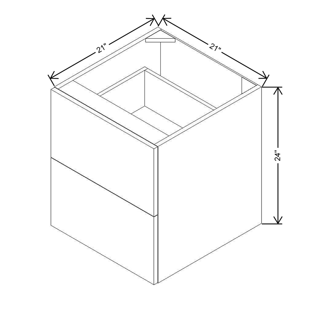 Modernform Cabinet Gloss White 21" W X 24" H X 21" D Vanity Floating Drawers Cabinet