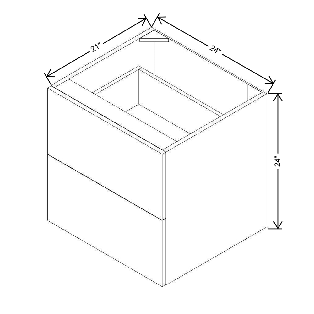 Modernform Cabinet Gloss White 24" W X 24" H X 21" D Vanity Floating Drawers Cabinet
