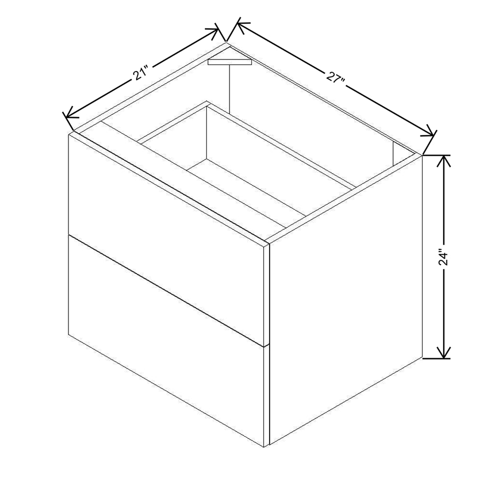 Modernform Cabinet Gloss White 27" W X 24" H X 21" D Vanity Floating Drawers Cabinet
