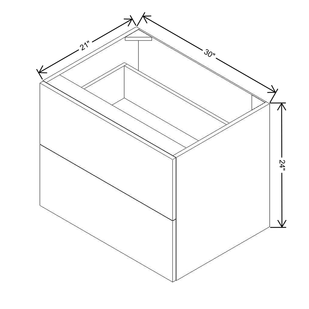 Modernform Cabinet Gloss White 30" W X 24" H X 21" D Vanity Floating Drawers Cabinet