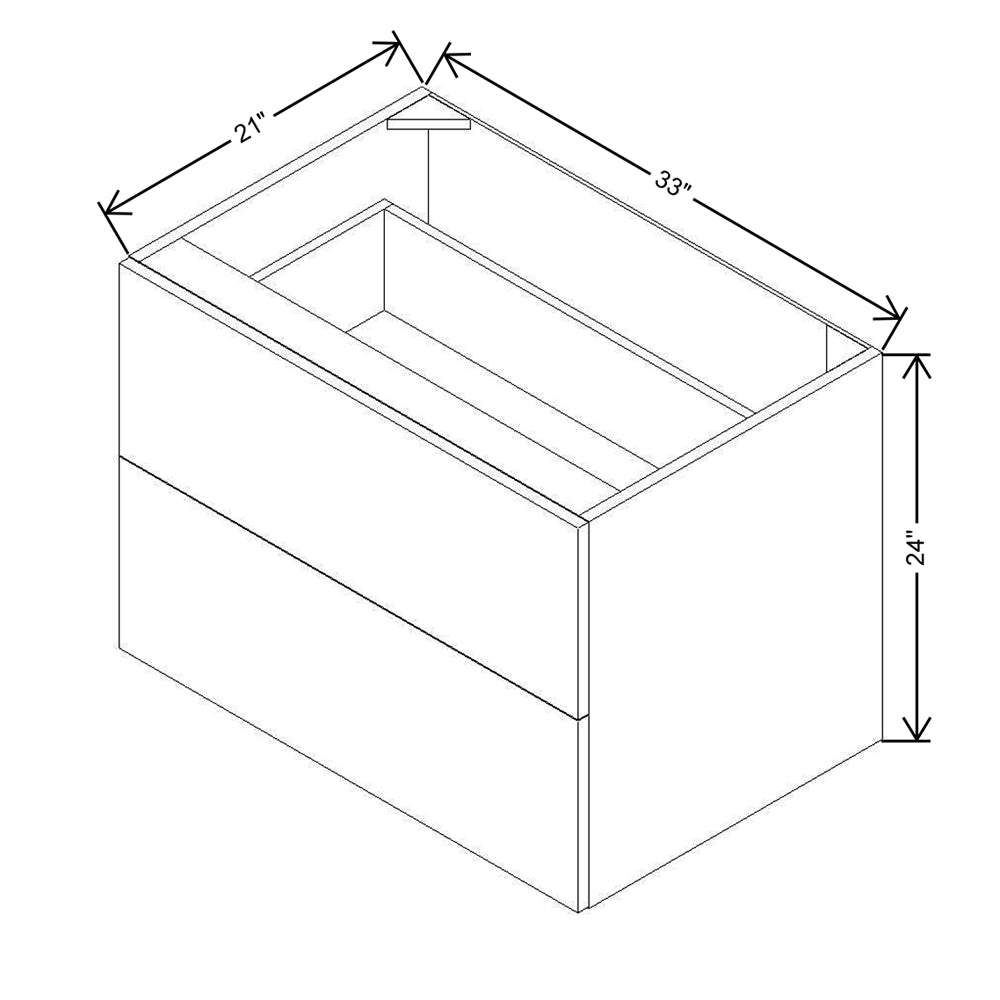 Modernform Cabinet Gloss White 33" W X 24" H X 21" D Vanity Floating Drawers Cabinet