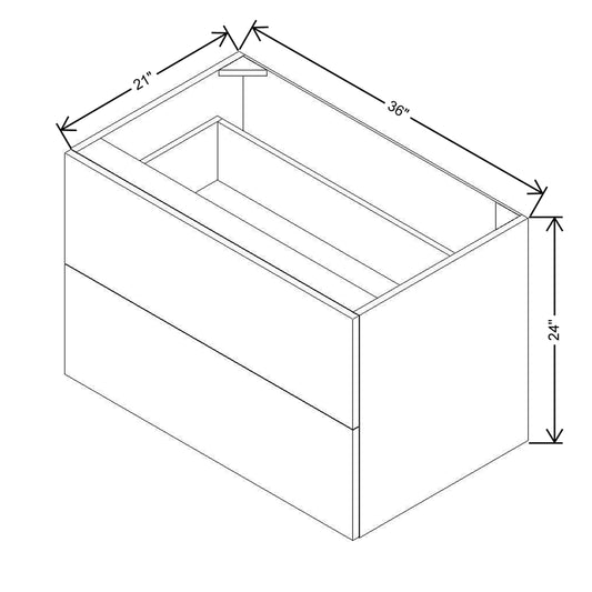 Modernform Cabinet Gloss White 36" W X 24" H X 21" D Vanity Floating Drawers Cabinet
