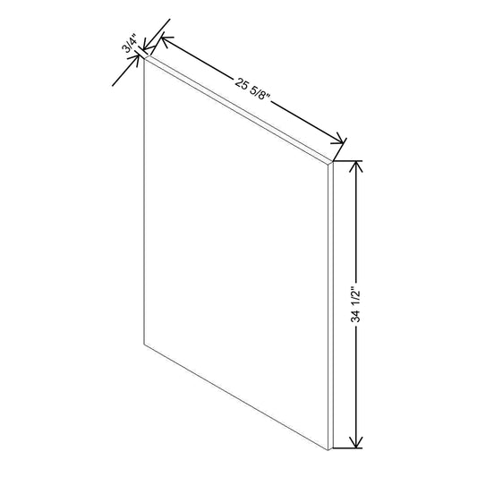 Modernform Cabinet Gloss White 3/4" W X 34 1/2" H X  25 5/8" D Island Base Panel