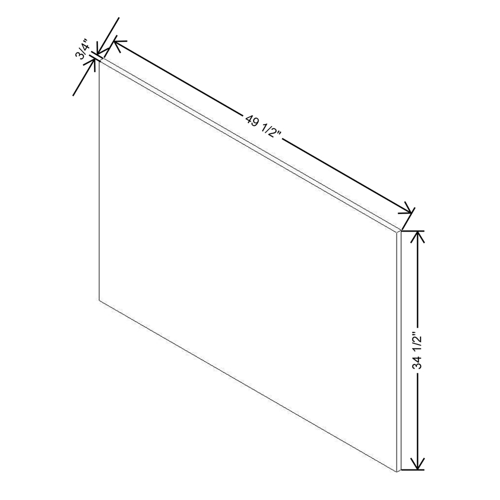 Modernform Cabinet Gloss White 3/4" W X 34 1/2" H X 49 5/8" D Island Base Panel
