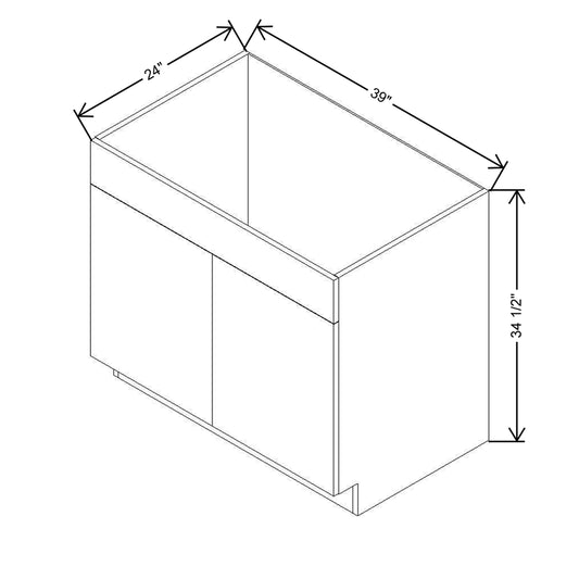 Modernform Cabinet Gloss White 39" W X 34 1/2" H X 24" D Double Door Sink Base Cabinet