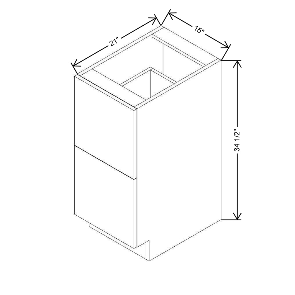Modernform Cabinet Matte Grey 15" W X 34 1/2" H X 21" D Vanity Base with 2 Drawers