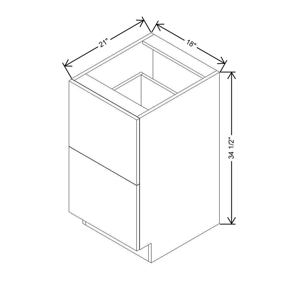 Modernform Cabinet Gloss White 18" W X 34 1/2" H X 21" D Vanity Base with 2 Drawers