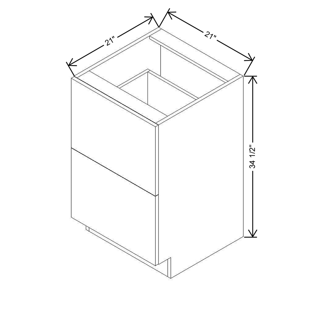 Modernform Cabinet Gloss White 21" W X 34 1/2" H X 21" D Vanity Base with 2 Drawers