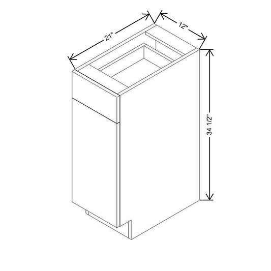 Modernform Cabinet Gloss White 12" W X 34 1/2" H X 21" D Base 1 Door/1 Drawer