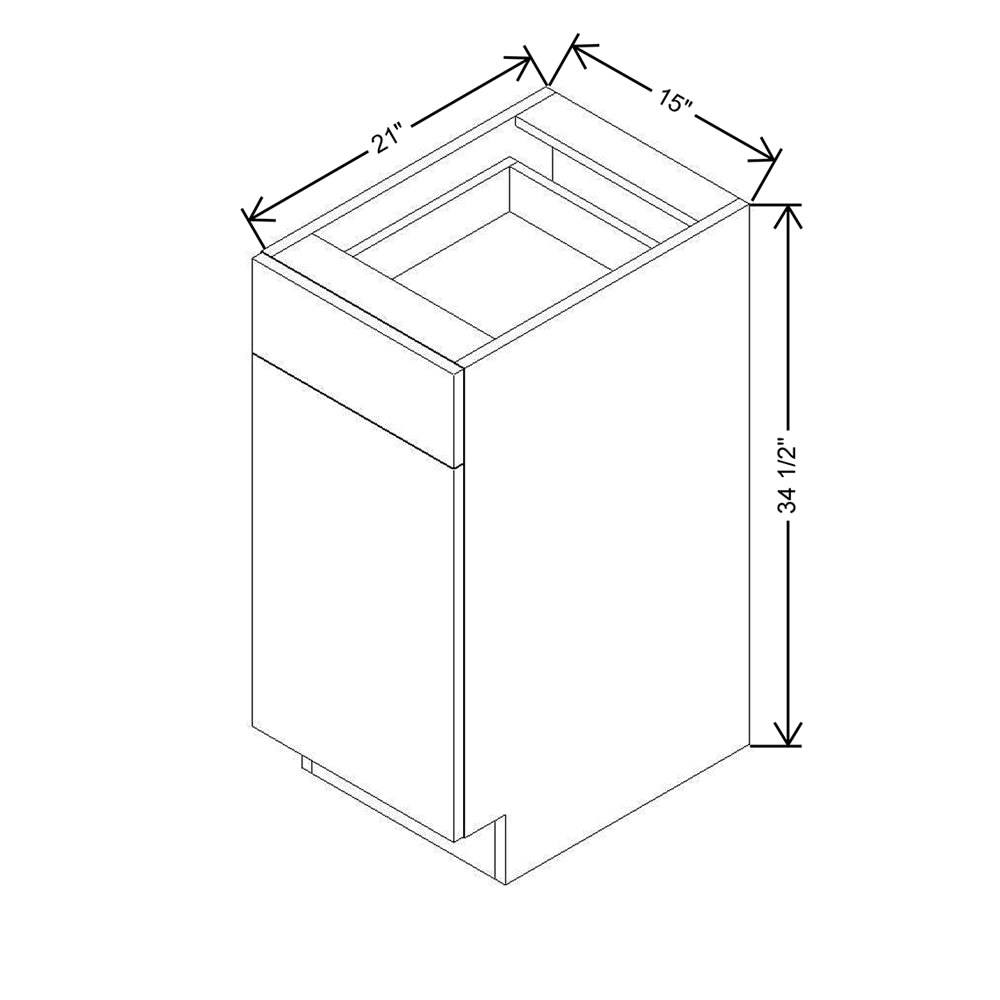 Modernform Cabinet Matte Grey 15" W X 34 1/2" H X 21" D Base 1 Door/1 Drawer