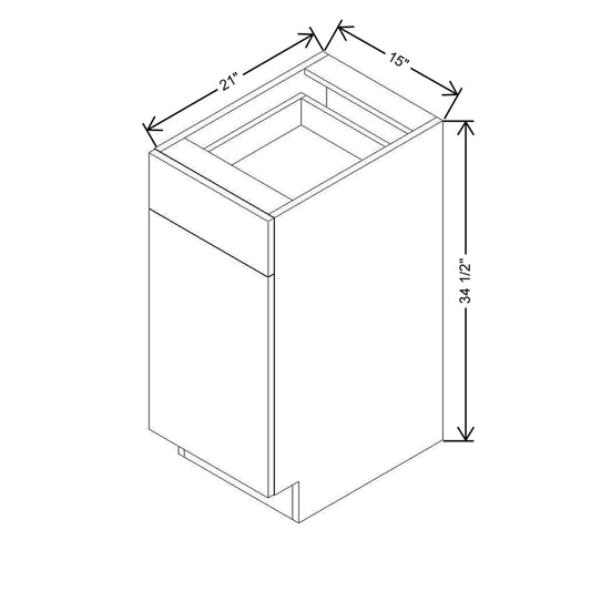 Modernform Cabinet Gloss White 15" W X 34 1/2" H X 21" D Base 1 Door/1 Drawer