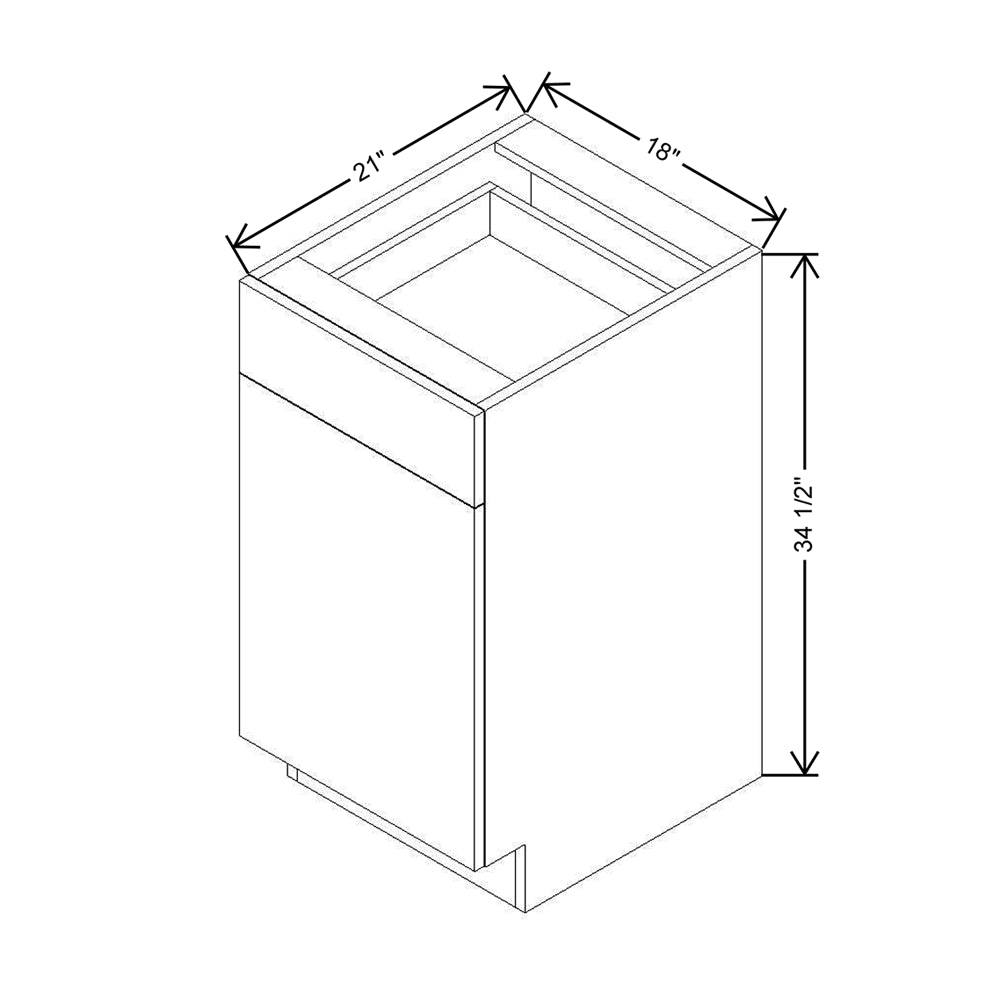 Modernform Cabinet Gloss White 18" W X 34 1/2" H X 21" D Base 1 Door/1 Drawer