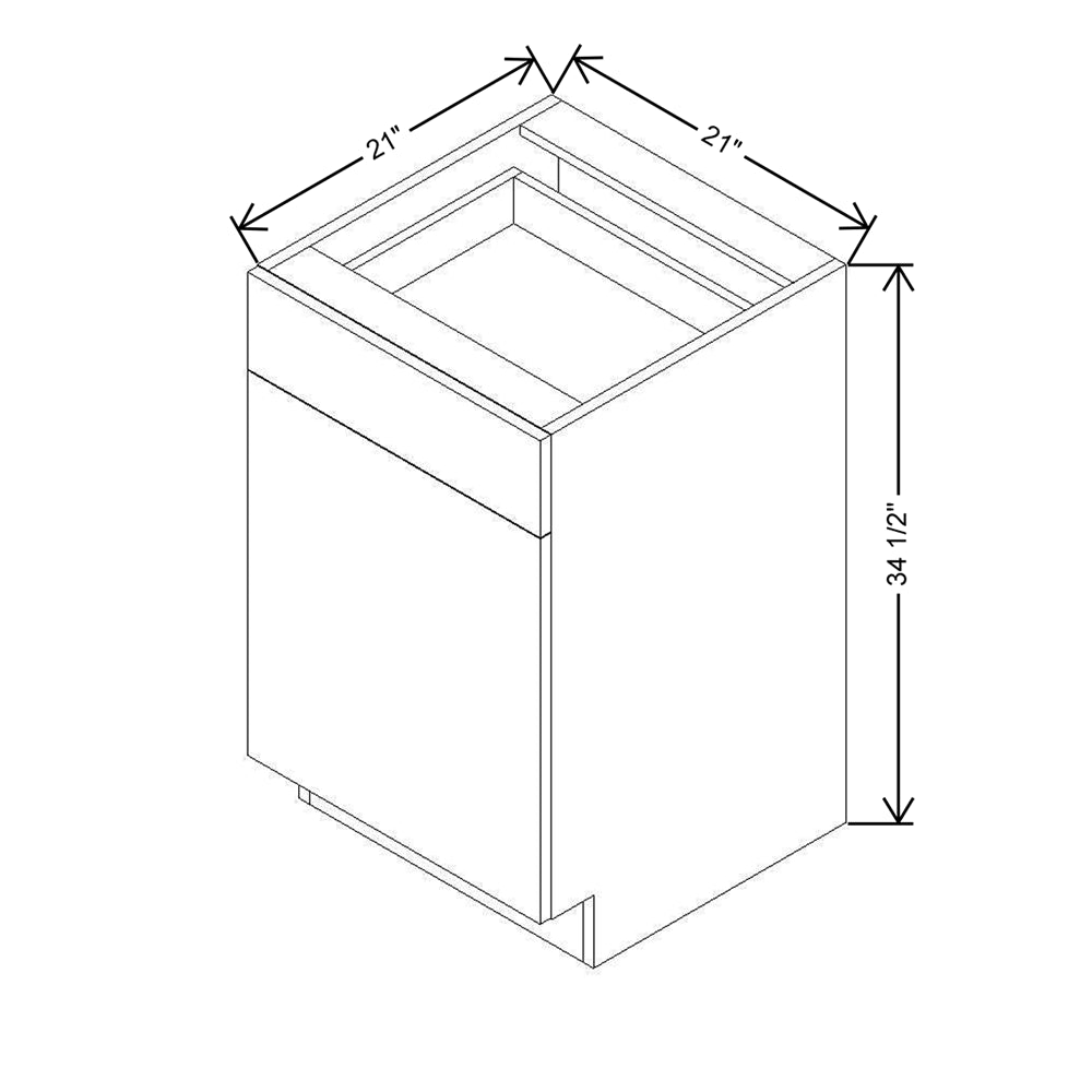 Modernform Cabinet Gloss White 21" W X 34 1/2" H X 21" D Base 1 Door/1 Drawer