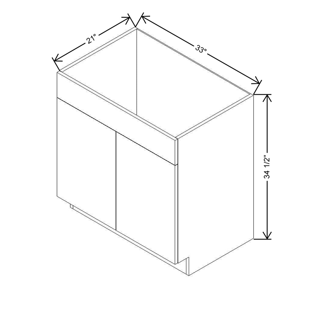 Modernform Cabinet Matte Grey 33" W X 34 1/2" H X 21" D Vanity Sink Base 2 Doors/1 False Front