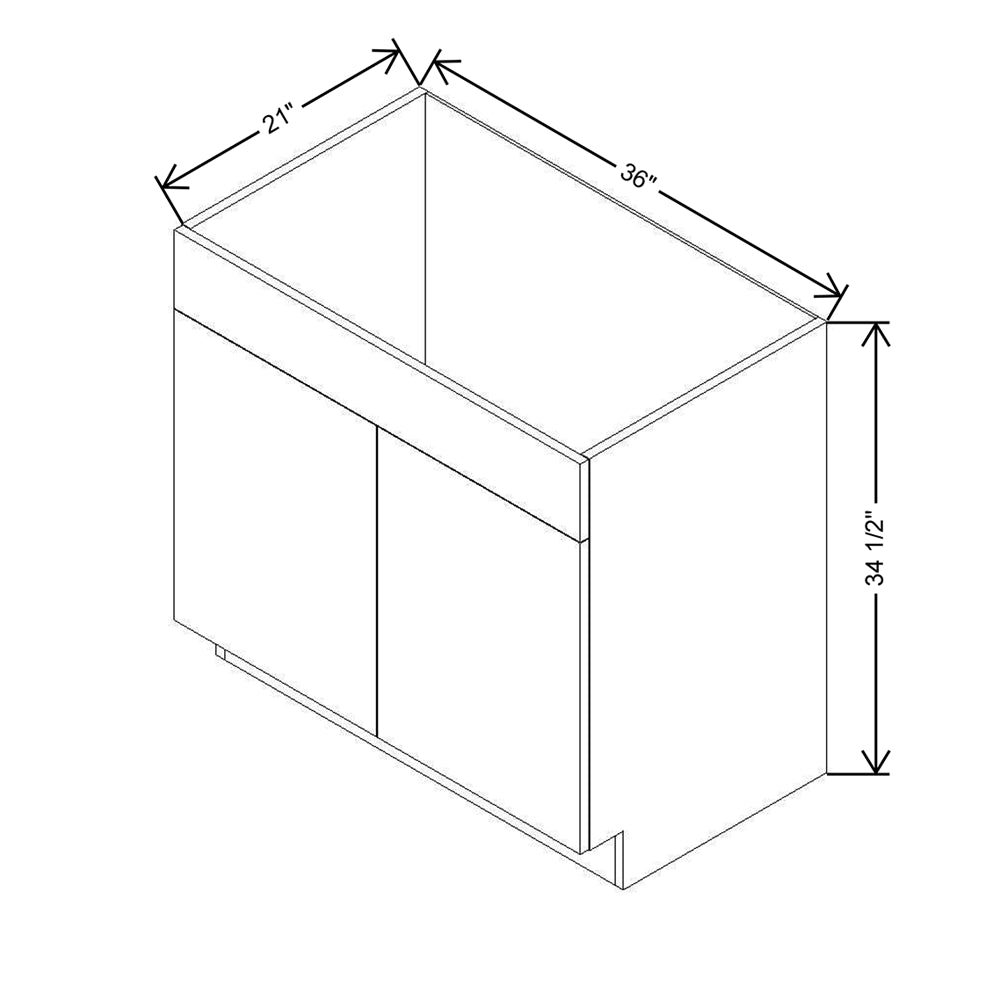 Modernform Cabinet Matte Grey 36" W X 34 1/2" H X 21" D Vanity Sink Base 2 Doors/1 False Front