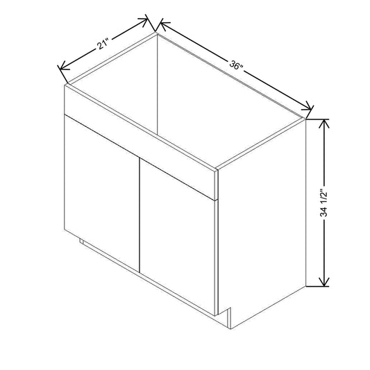 Modernform Cabinet Gloss White 36" W X 34 1/2" H X 21" D Vanity Sink Base 2 Doors/1 False Front