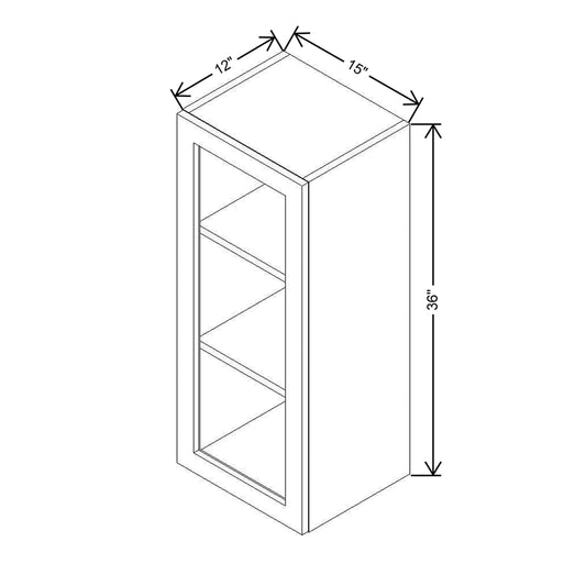 Modernform Cabinet Gloss White 15" W X 36" H X 12" D Single Glass Door Wall Cabinet