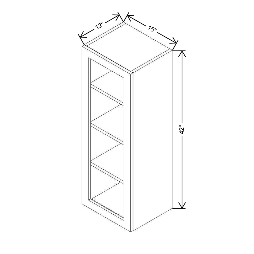 Modernform Cabinet Matte Grey 15" W X 42" H X 12" D Single Glass Door Wall Cabinet