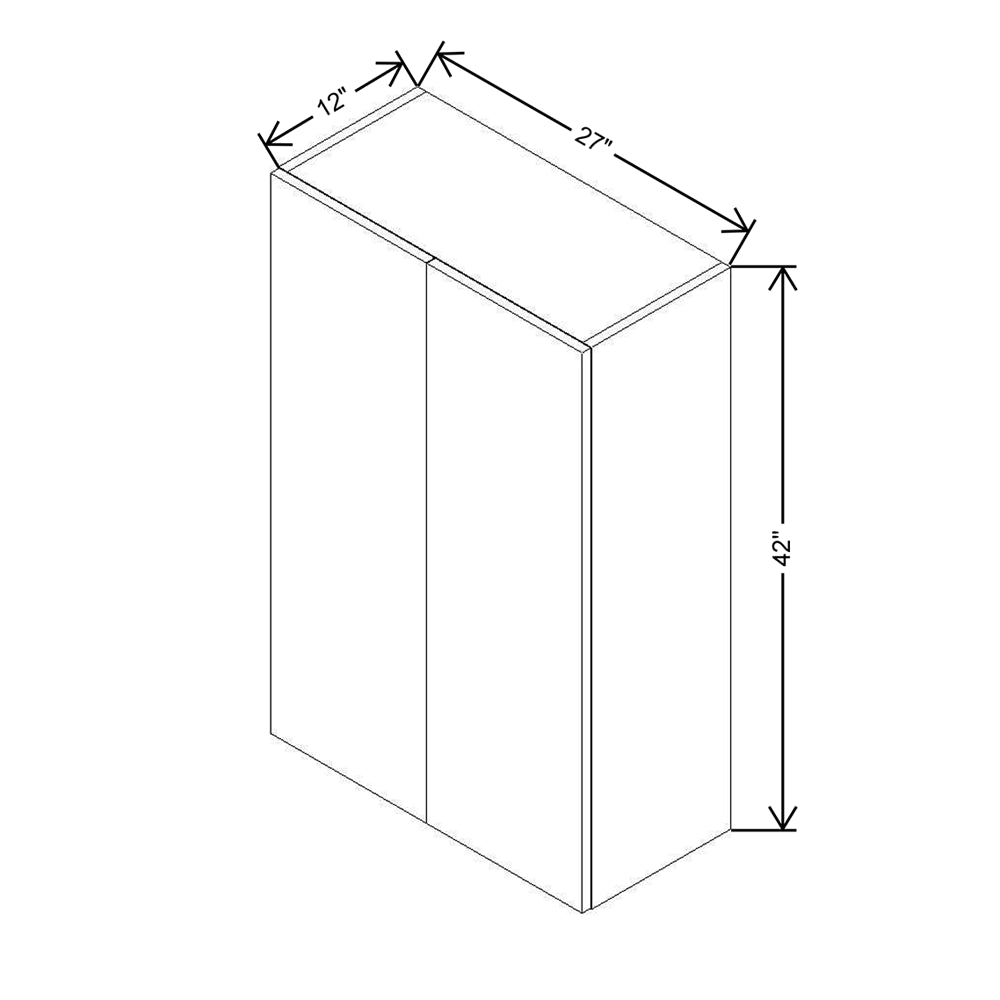 Modernform Cabinet Matte Grey 27" W X 42" H X 12" D Double Door Wall Cabinet