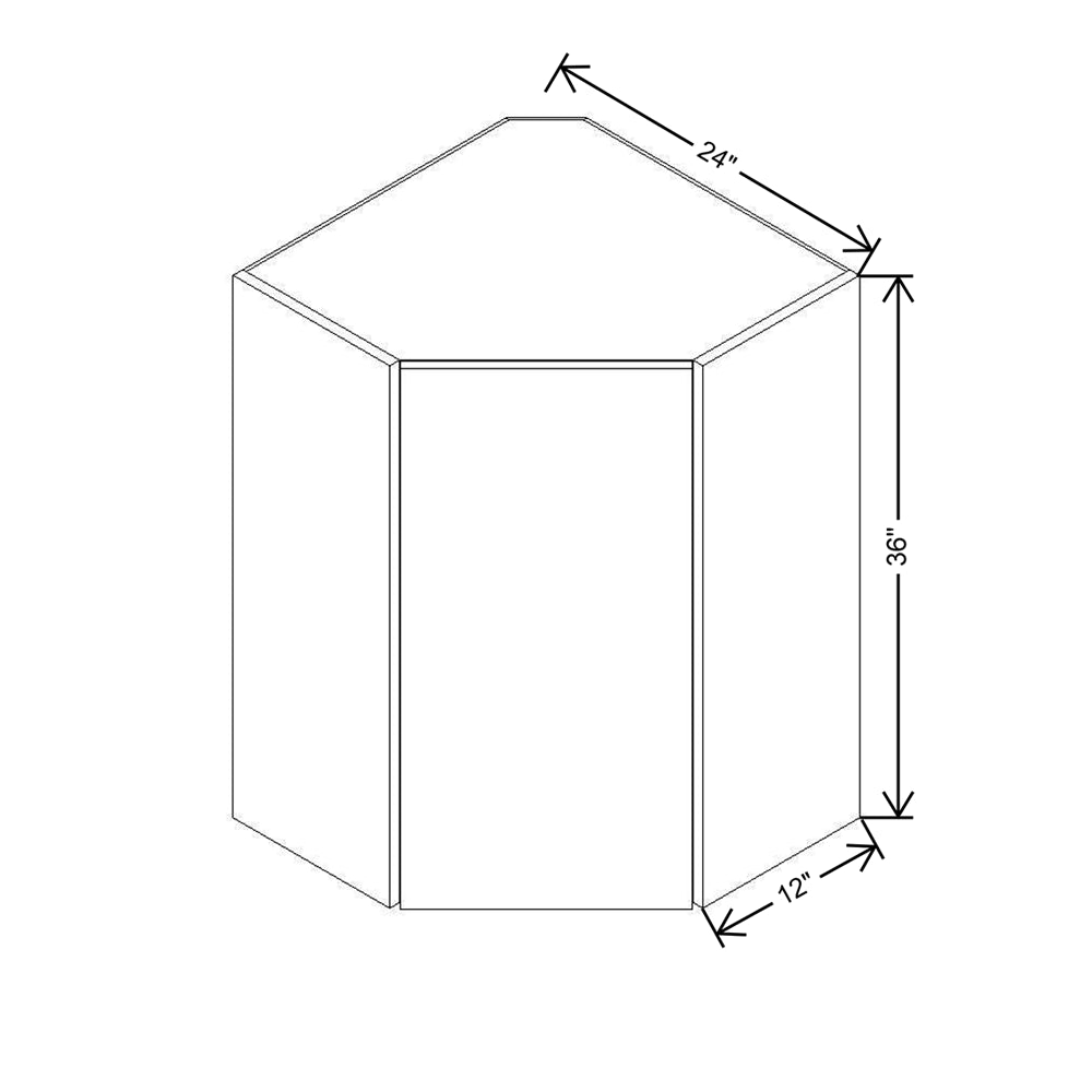 Modernform Cabinet Gloss White 24" W X 36" H X 12" D Wall Diagonal Corner Cabinet