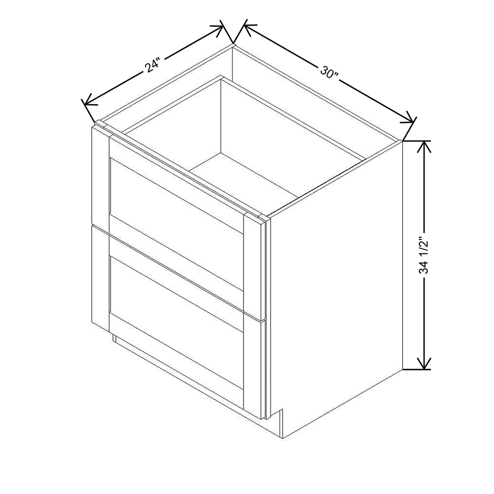 Modernform Cabinet Natural Shaker 30" W X 34 1/2" H X 24" D  2 Drawer Base Cabinet