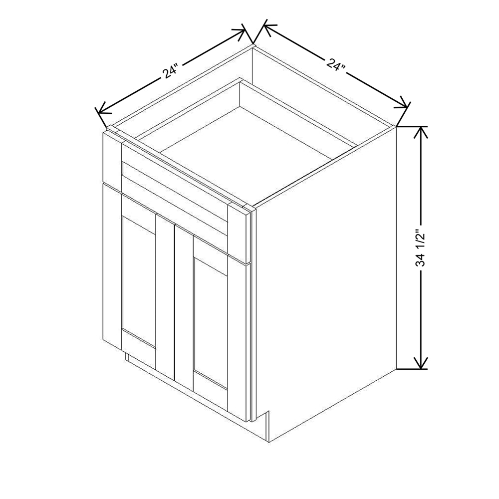 Modernform Cabinet Slim Dove White 24" W X 34 1/2" H X 24" D Double Door Base Cabinet