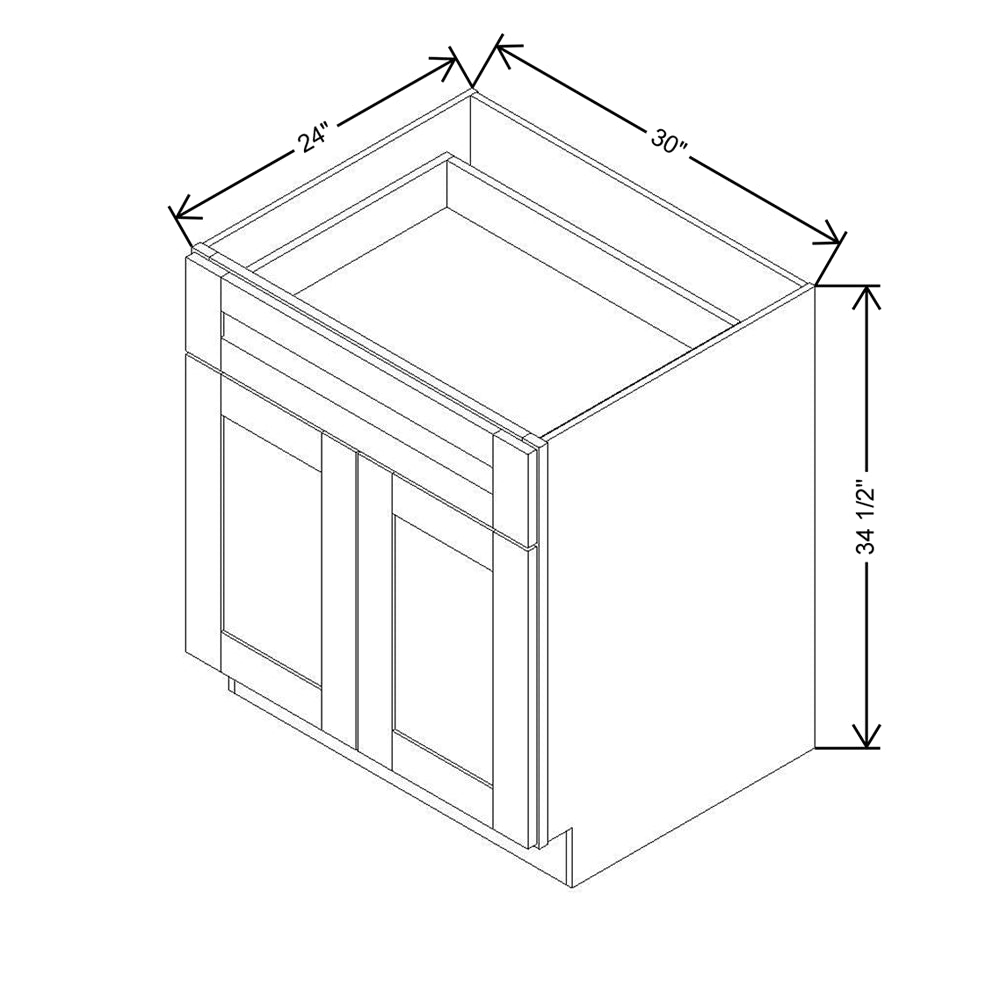 Modernform Cabinet Grey Shaker 30" W X 34 1/2" H X 24" D Double Door Base Cabinet