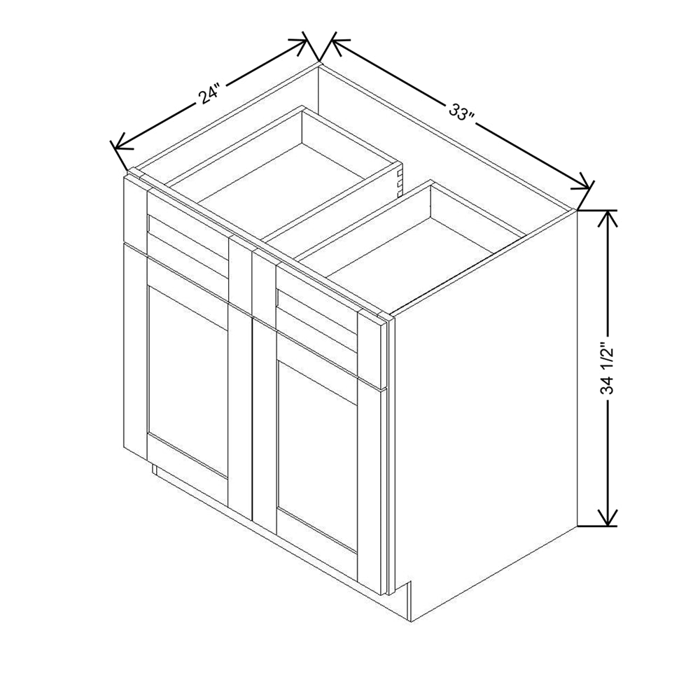 Modernform Cabinet Onyx Black Shaker 33" W X 34 1/2" H X 24" D Double Door Base Cabinet