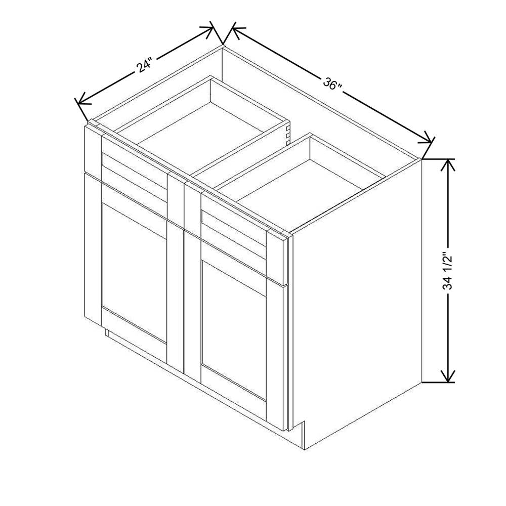 Modernform Cabinet Grey Shaker 36" W X 34 1/2" H X 24" D Double Door Base Cabinet