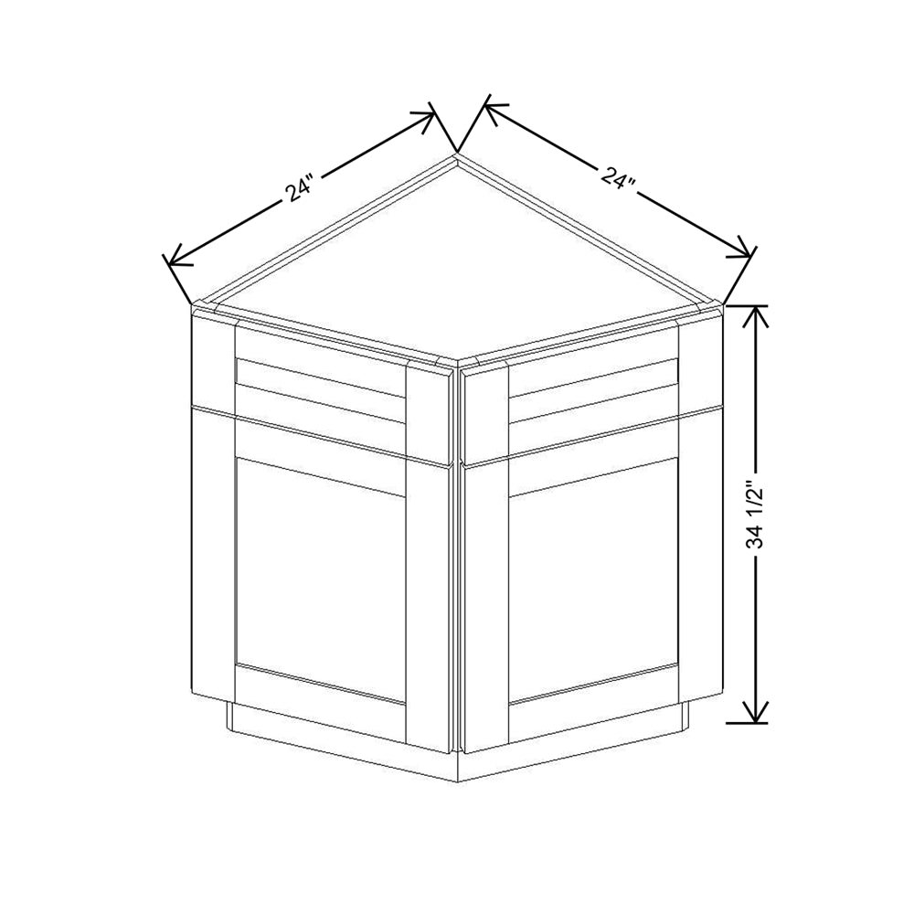 Modernform Cabinet Natural Shaker 24" W X 34 1/2" H X 24" D Base End Corner Cabinet