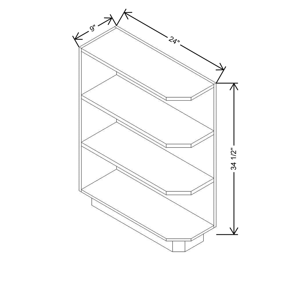 Modernform Cabinet Signature Blue 09" W X 34 1/2" H X 24" D Base End Open Shelf