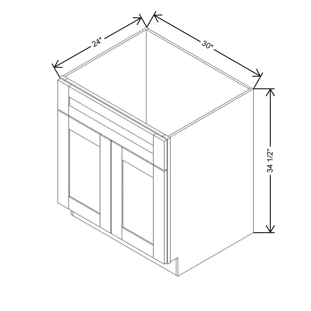 Modernform Cabinet Natural Shaker 30" W X 34 1/2" H X 24" D Double Door Sink Base Cabinet