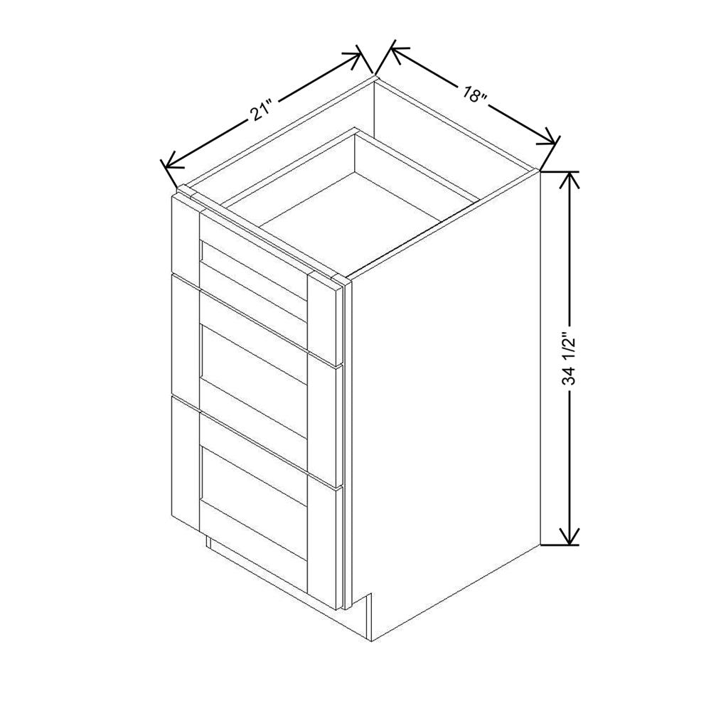 Modernform Cabinet Slate Shaker 18" W X 34 1/2" H X 21" D Vanity Base with 3 Drawers