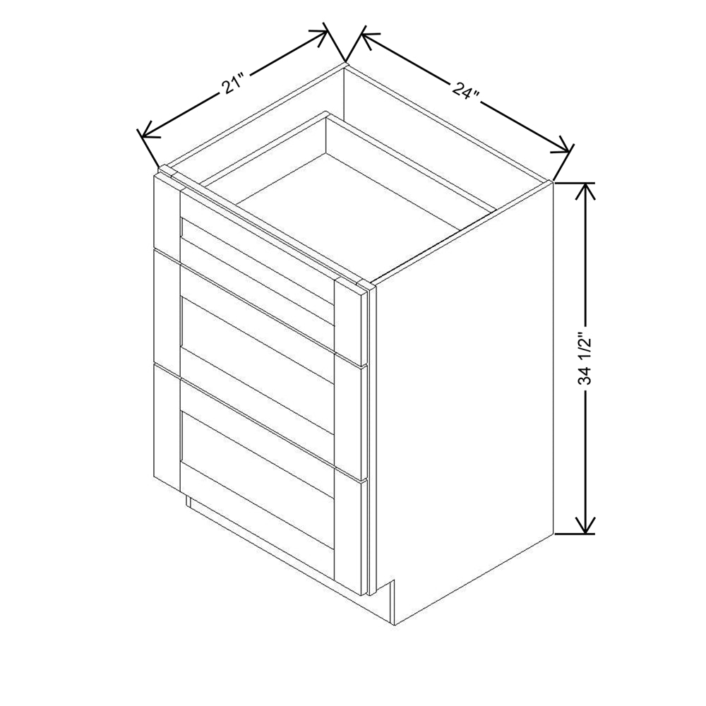 Modernform Cabinet Slate Shaker 24" W X 34 1/2" H X 21" D Vanity Base with 3 Drawers
