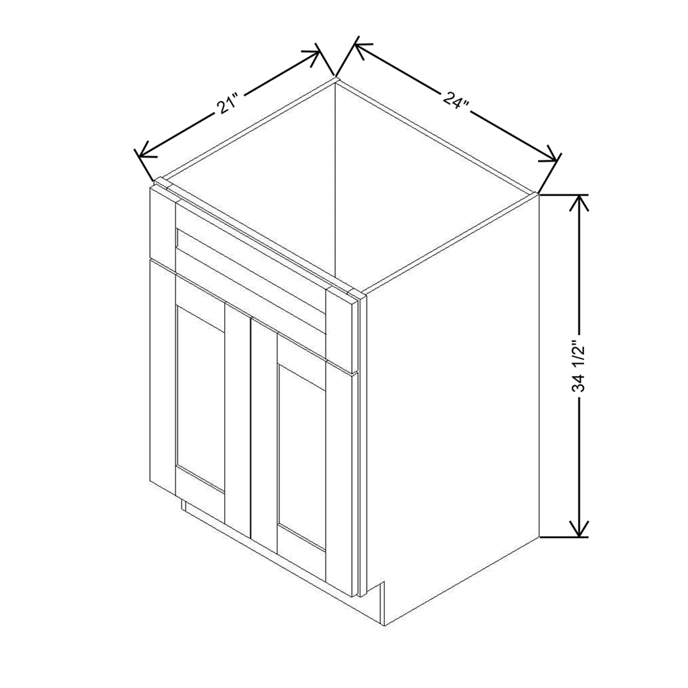 Modernform Cabinet Slim Dove White 24" W X 34 1/2" H X 21" D Sink Base 2 Doors/1 False Front