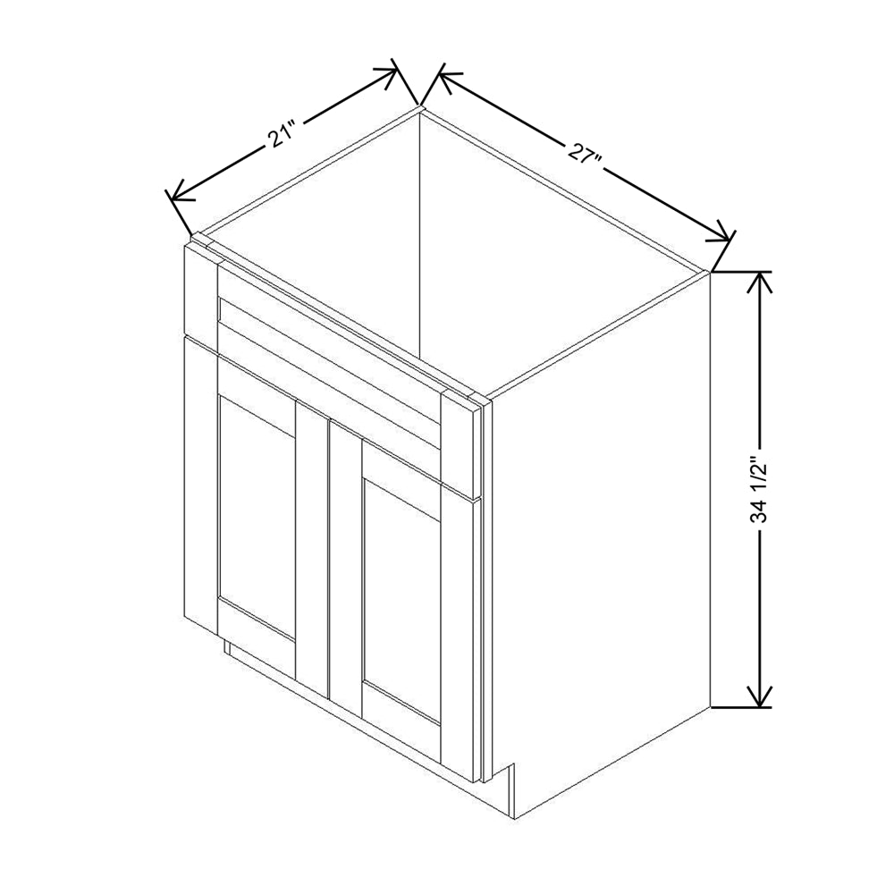 Modernform Cabinet Slate Shaker 27" W X 34 1/2" H X 21" D Sink Base 2 Doors/1 False Front