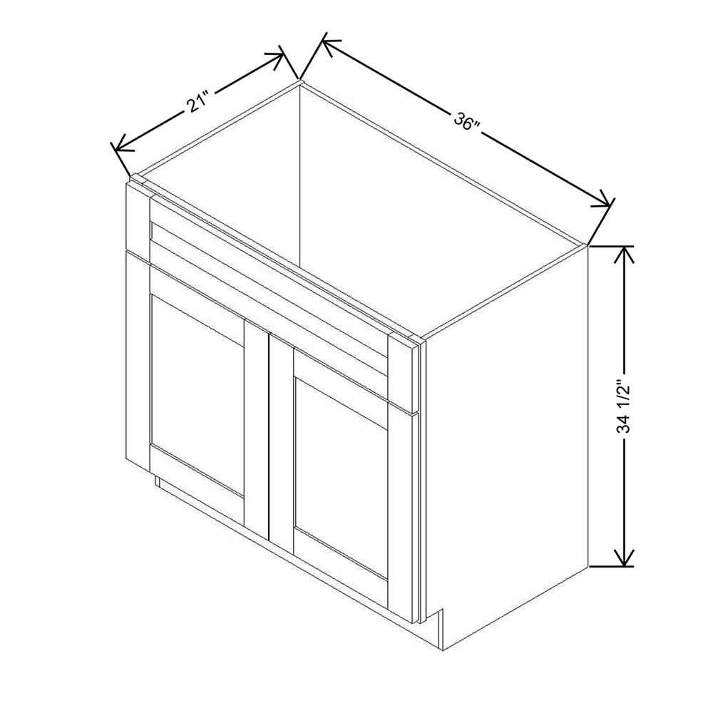Modernform Cabinet Slate Shaker 36" W X 34 1/2" H X 21" D Sink Base 2 Doors/1 False Front