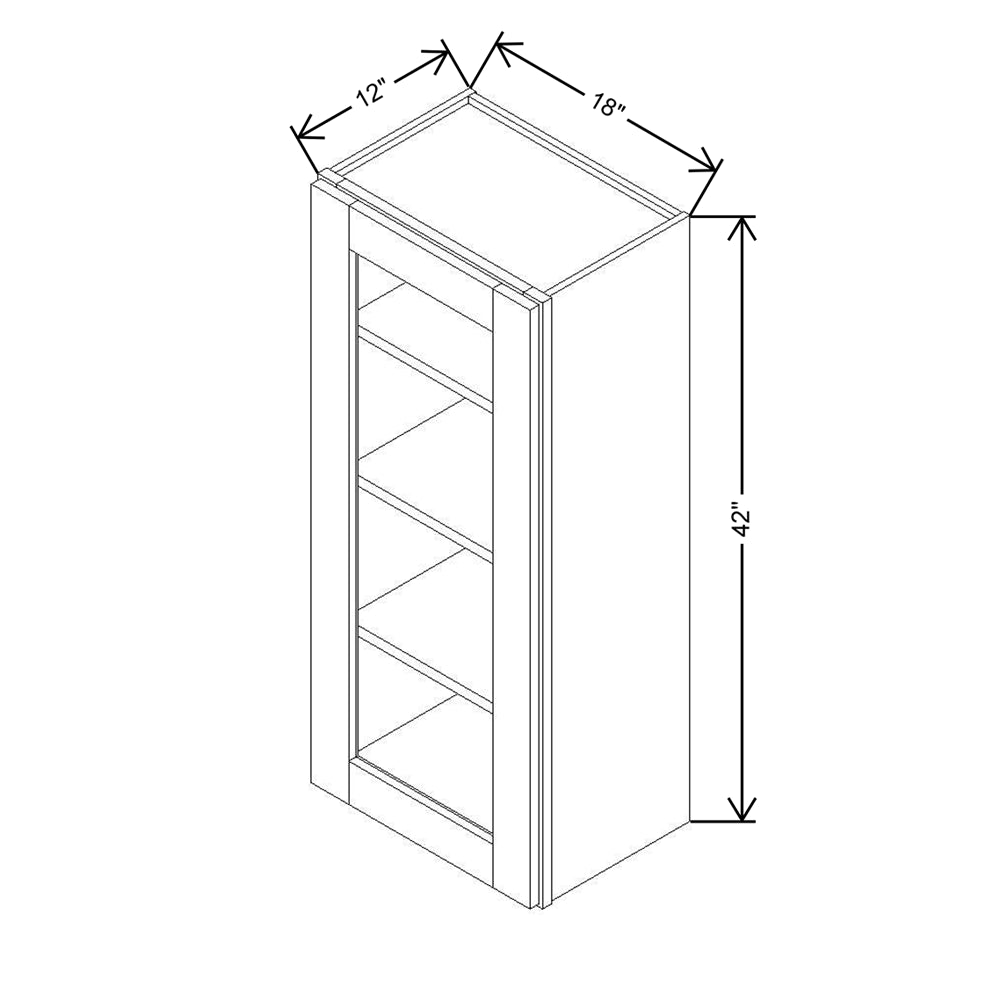 Modernform Cabinet Onyx Black Shaker 18" W X 42" H X 12" D Single Glass Door Wall Cabinet