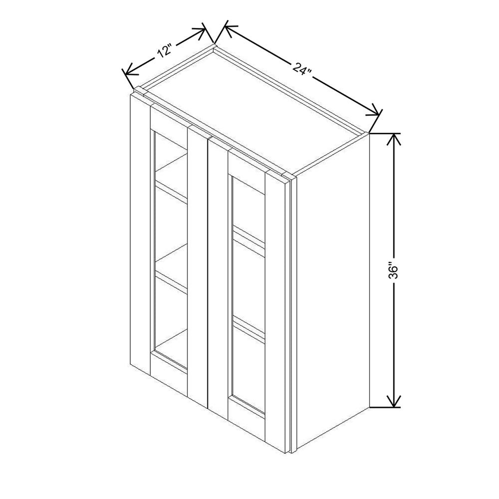 Modernform Cabinet Slim Dove White 24" W X 36" H X 12" D Double Glass Door Wall Cabinet