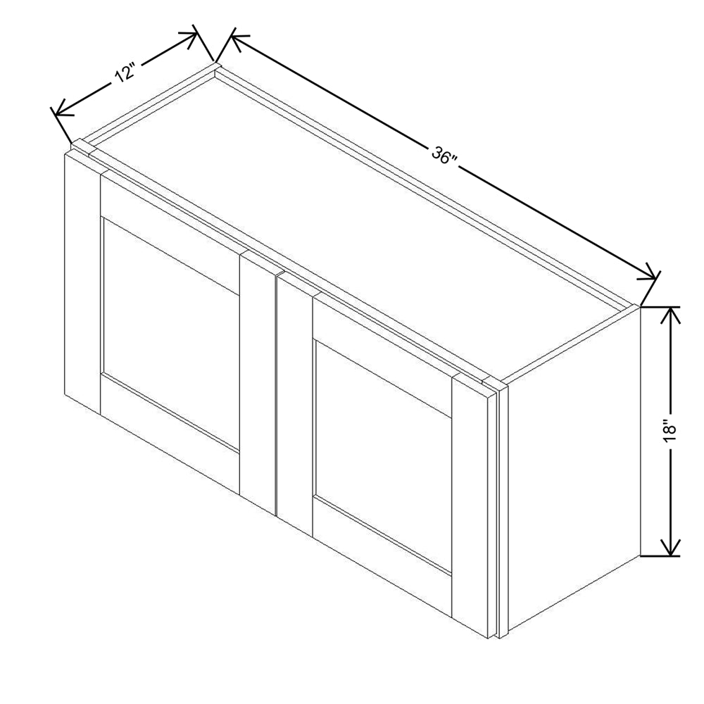 Modernform Cabinet Slate Shaker 36" W X 18" H X 12" D Double Door Wall Cabinet